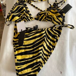 Kendall & Kylie 2PC Yellow/Black Tiger Bikini Size: XL NWT